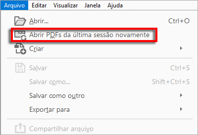 Reabrir PDFs da última sessão