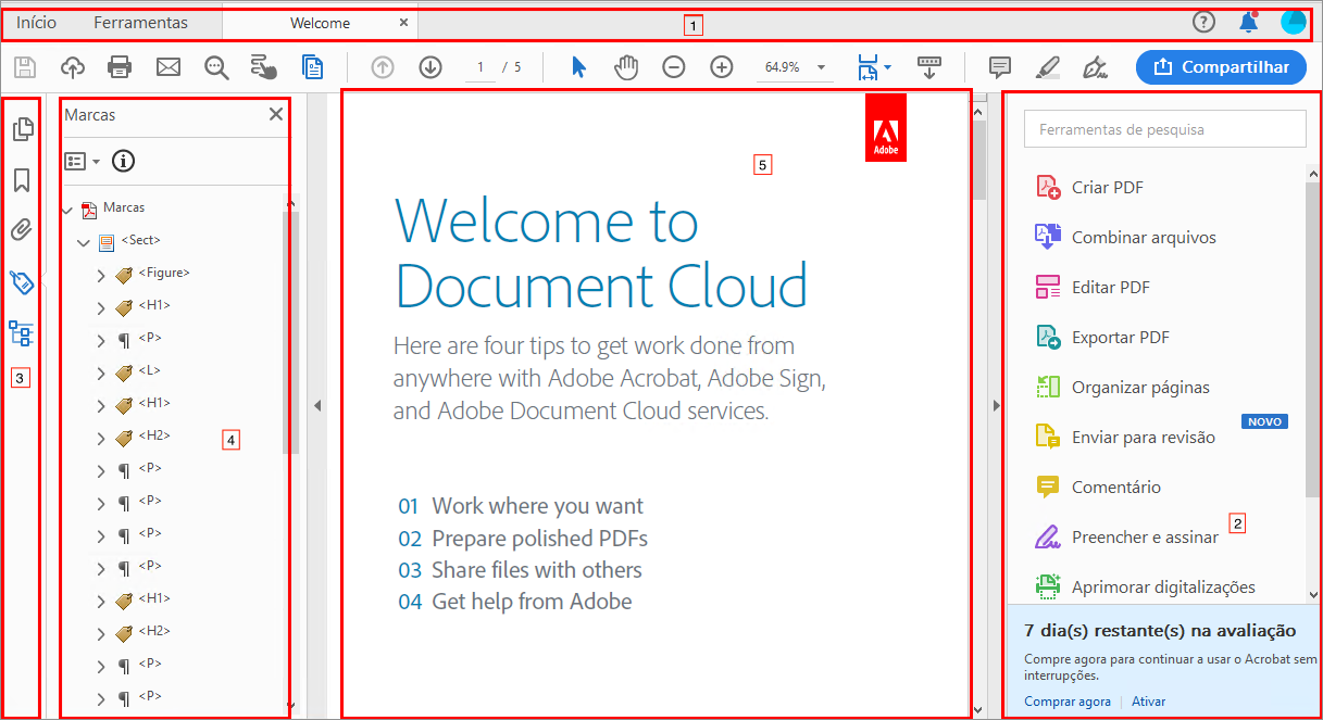 Novos contêineres de VoiceOver na exibição Documento