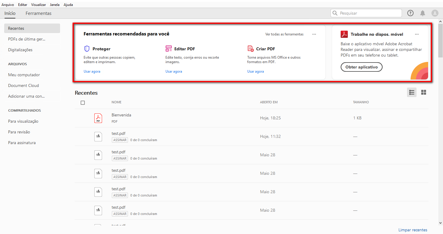 Experiência de integração no aplicativo