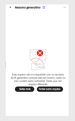 Mensagem de erro exibida quando o assistente de IA não consegue processar um PDF