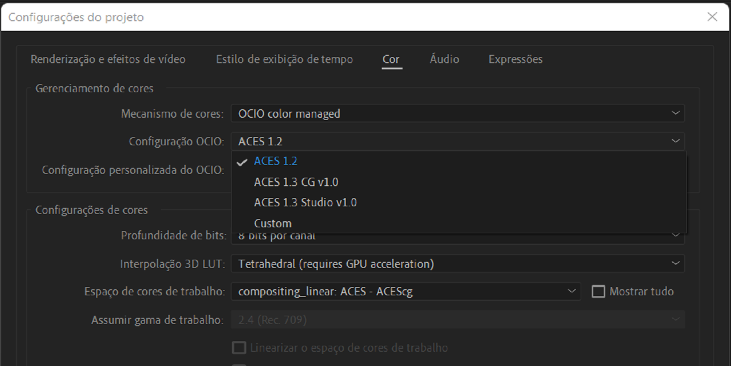 Gerenciamento de cores no After Effects
