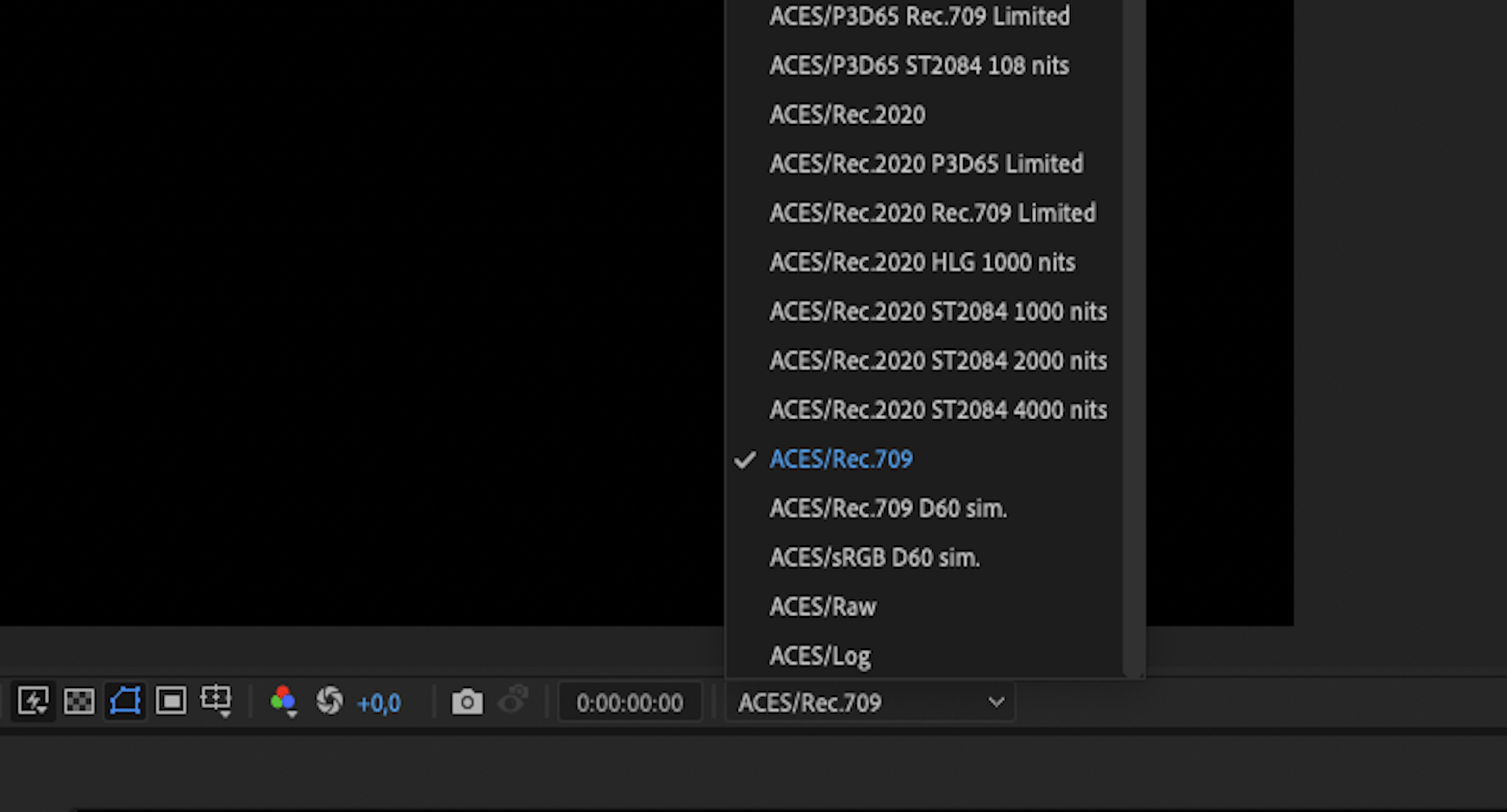 Gerenciamento de cores OpenColorIO e ACES