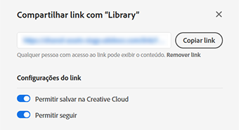 Alterar configurações do link
