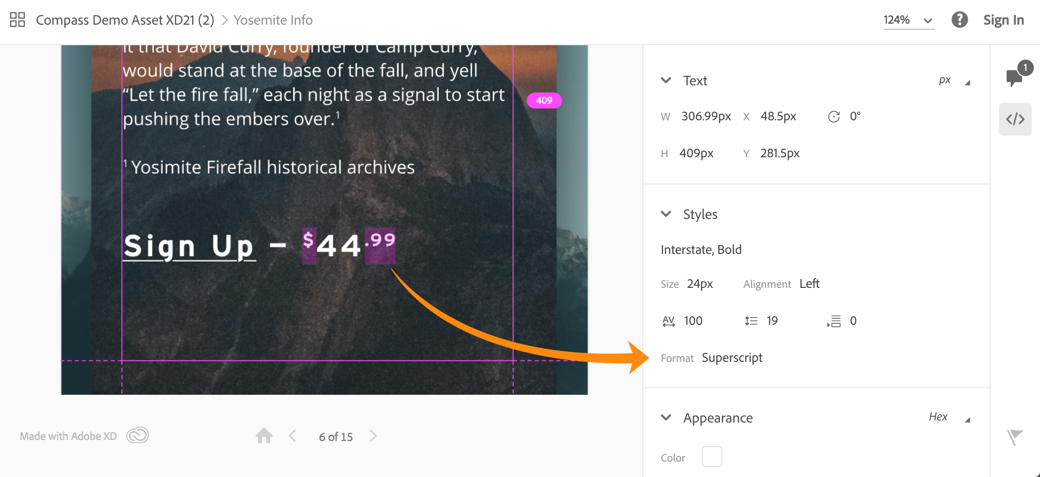 Atributos de subintervalo em um texto grande
