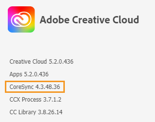 Versão principal de sincronização do aplicativo de desktop Creative Cloud