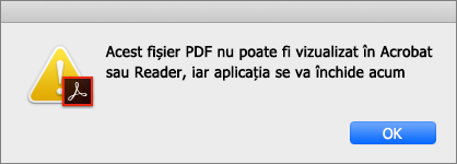 Eroare PDF nu poate fi vizualizat în Acrobat sau Reader
