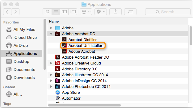 Программа удаления Acrobat