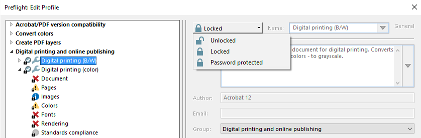 Анализ документов с помощью инструмента предварительной проверки (Acrobat Pro)