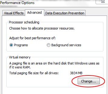 Измените настройки виртуальной памяти