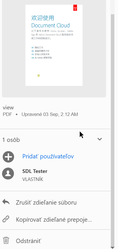 Akcie so súbormi zdieľanými na zobrazenie