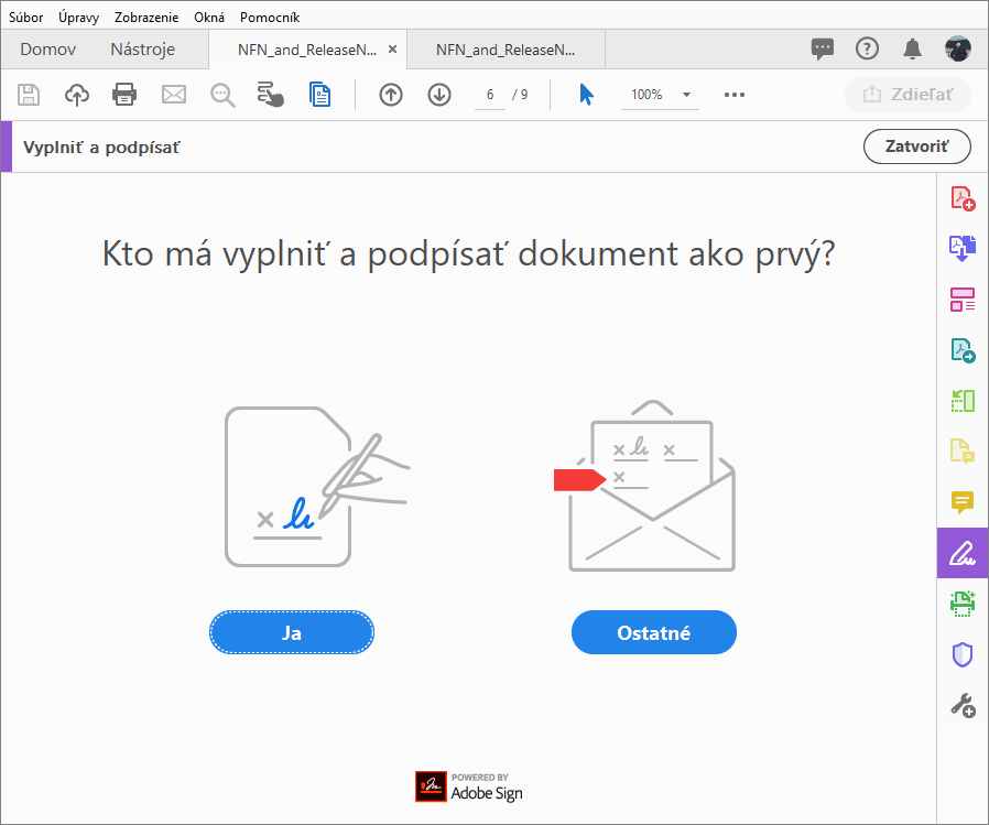 Domovská stránka nástroja Fill & Sign