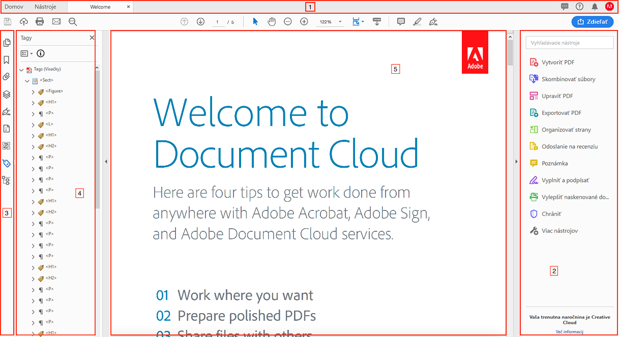 Nové kontajnery VoiceOver v zobrazení Dokument