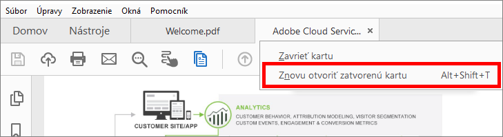 Znovu otvoriť zatvorenú kartu