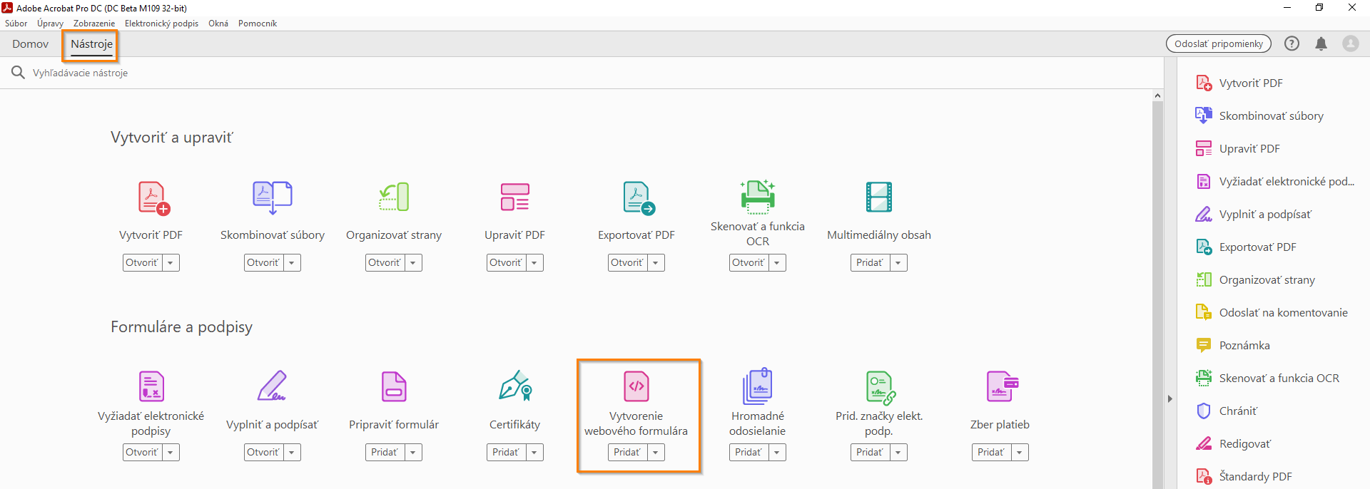 Vytvoriť webový formulár