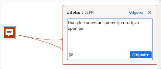 Komentar označevalne opombe v Acrobatu