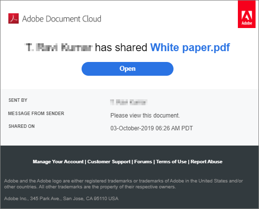 Prejeta povezava v e-poštnem sporočilu