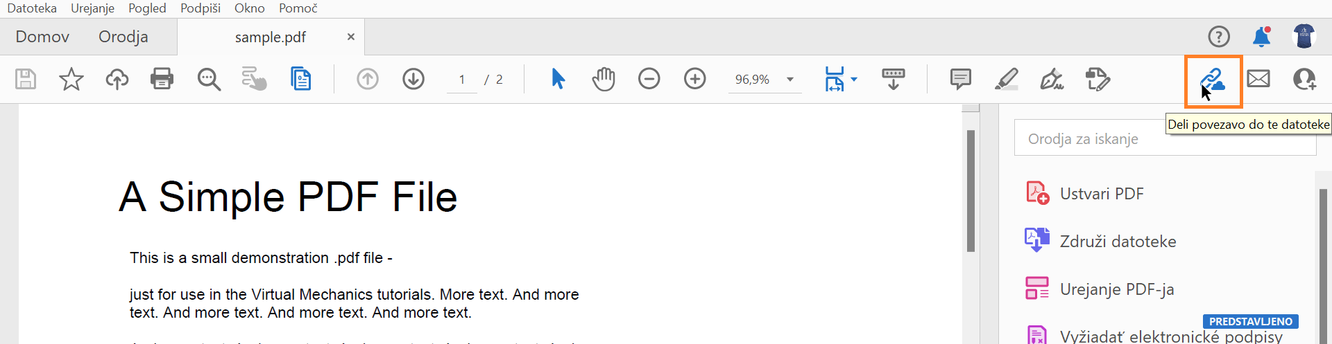 Deli povezavo do datoteke