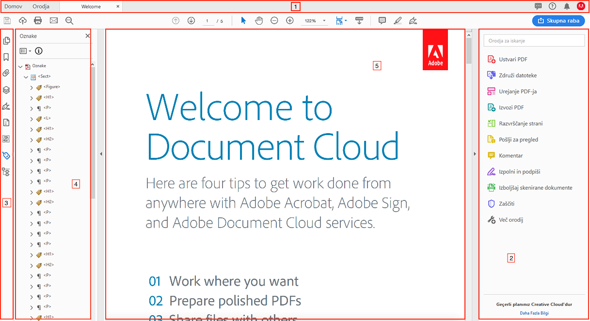 Novi vsebniki VoiceOver v pogledu Dokument
