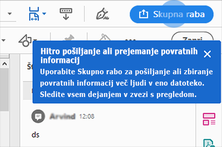 Acrobatov namig za skupno rabo pregleda