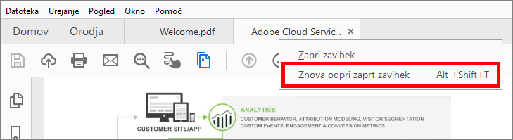 Ponovno odpiranje zaprtega zavihka