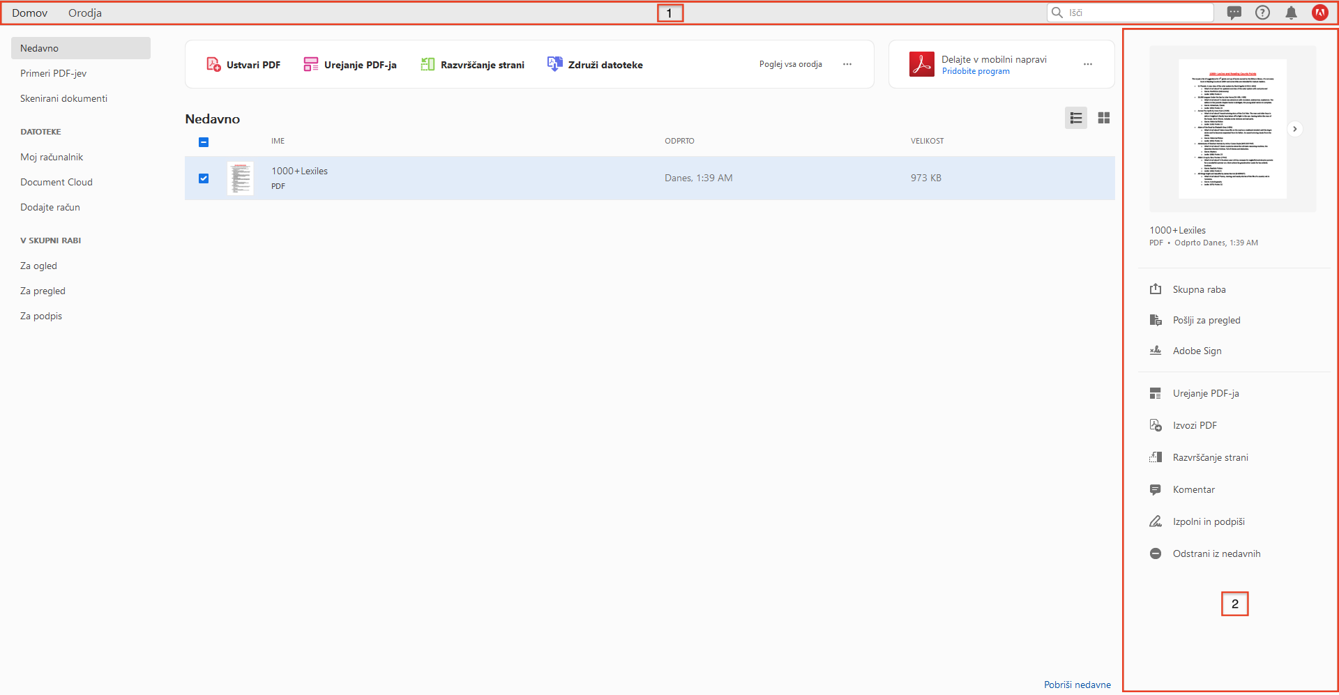Novi vsebniki VoiceOver v pogledu Domov