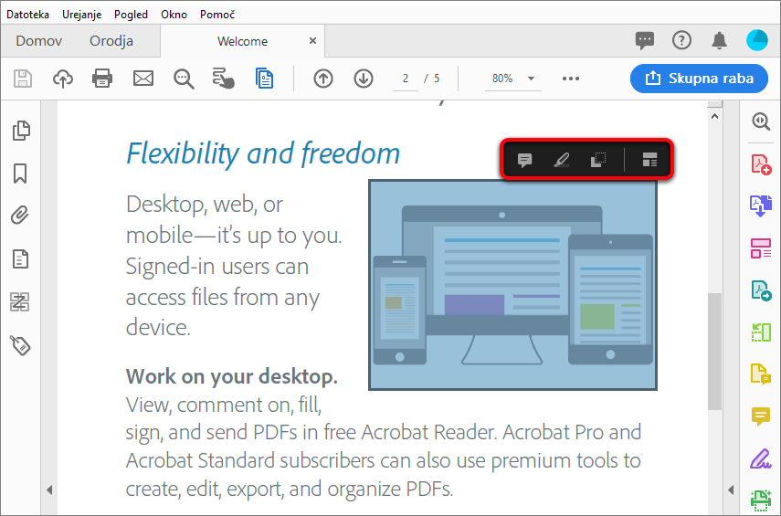 Izbira dejanj za sliko