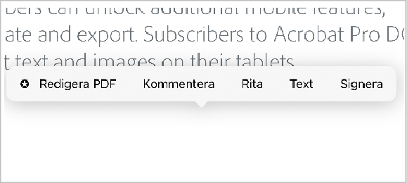 quick-actions-menu Lägg snabbt till text i PDF-filen