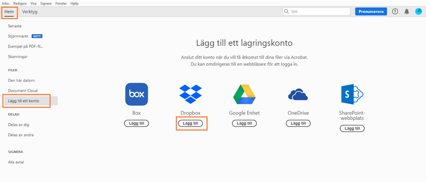 Lägg till Dropbox Lägg till Dropbox