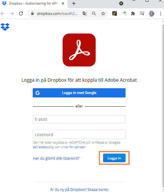 Logga in på Dropbox Logga in på Dropbox