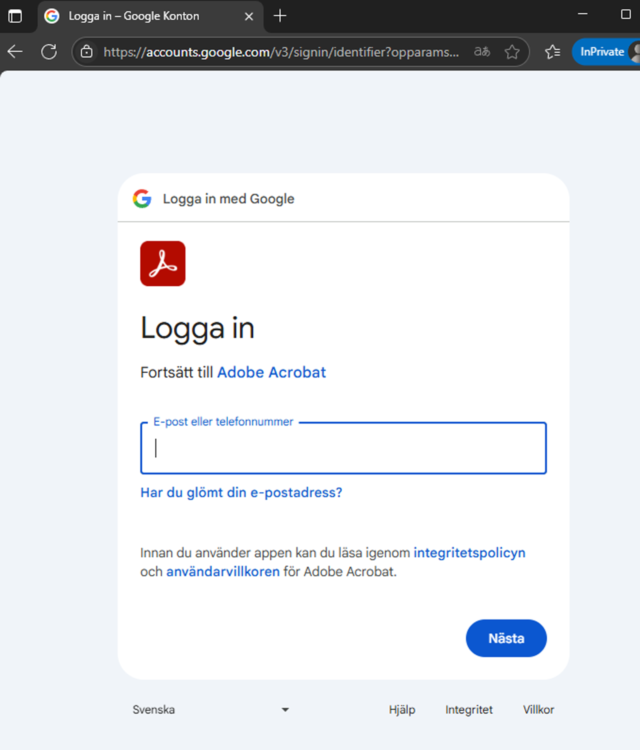 Få tillgång till dina Google Drive-filer i Acrobat
