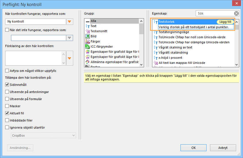 Preflight: Ny kontroll Preflight: Ny kontroll