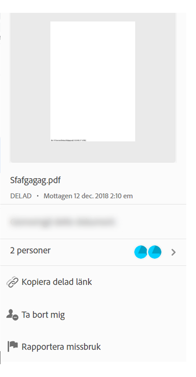 Åtgärder på filer som mottagits för visning
