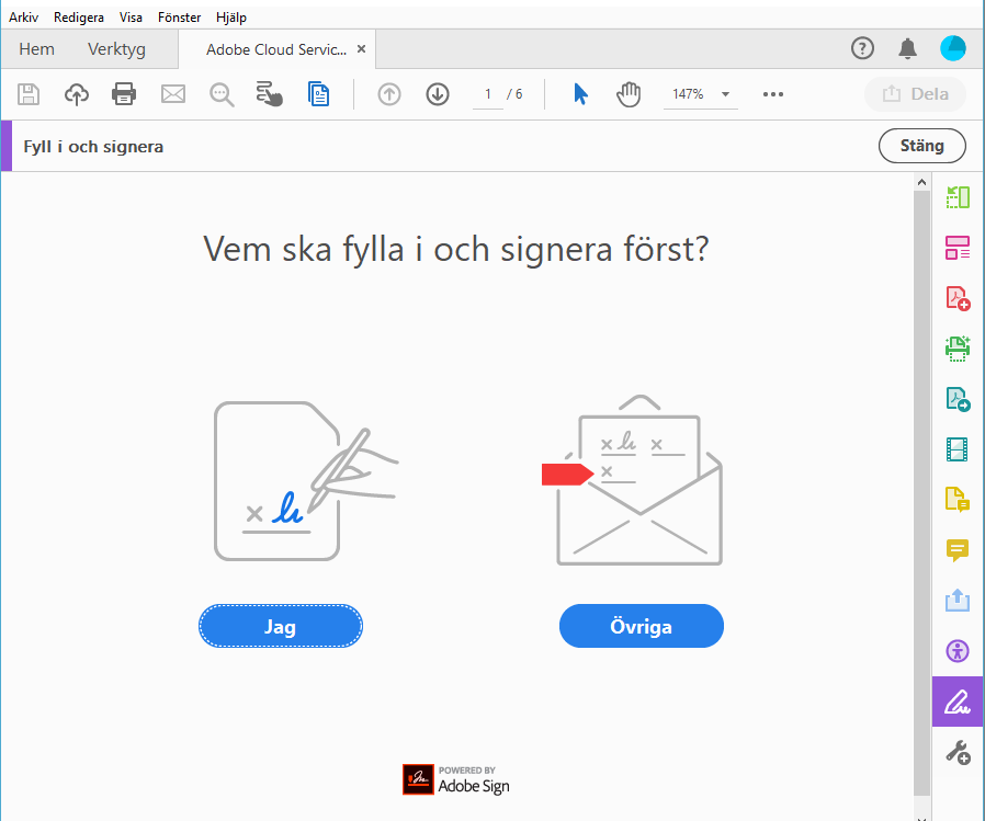 Startsidan för Fyll i och signera