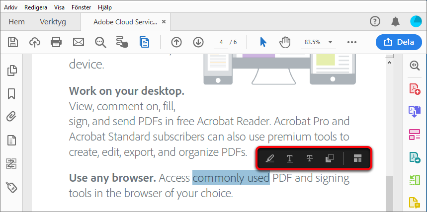 Åtgärder vid textval