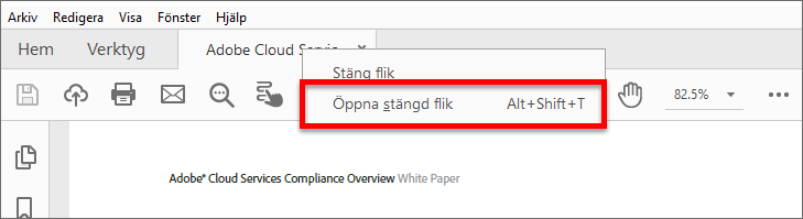 Öppna stängd flik