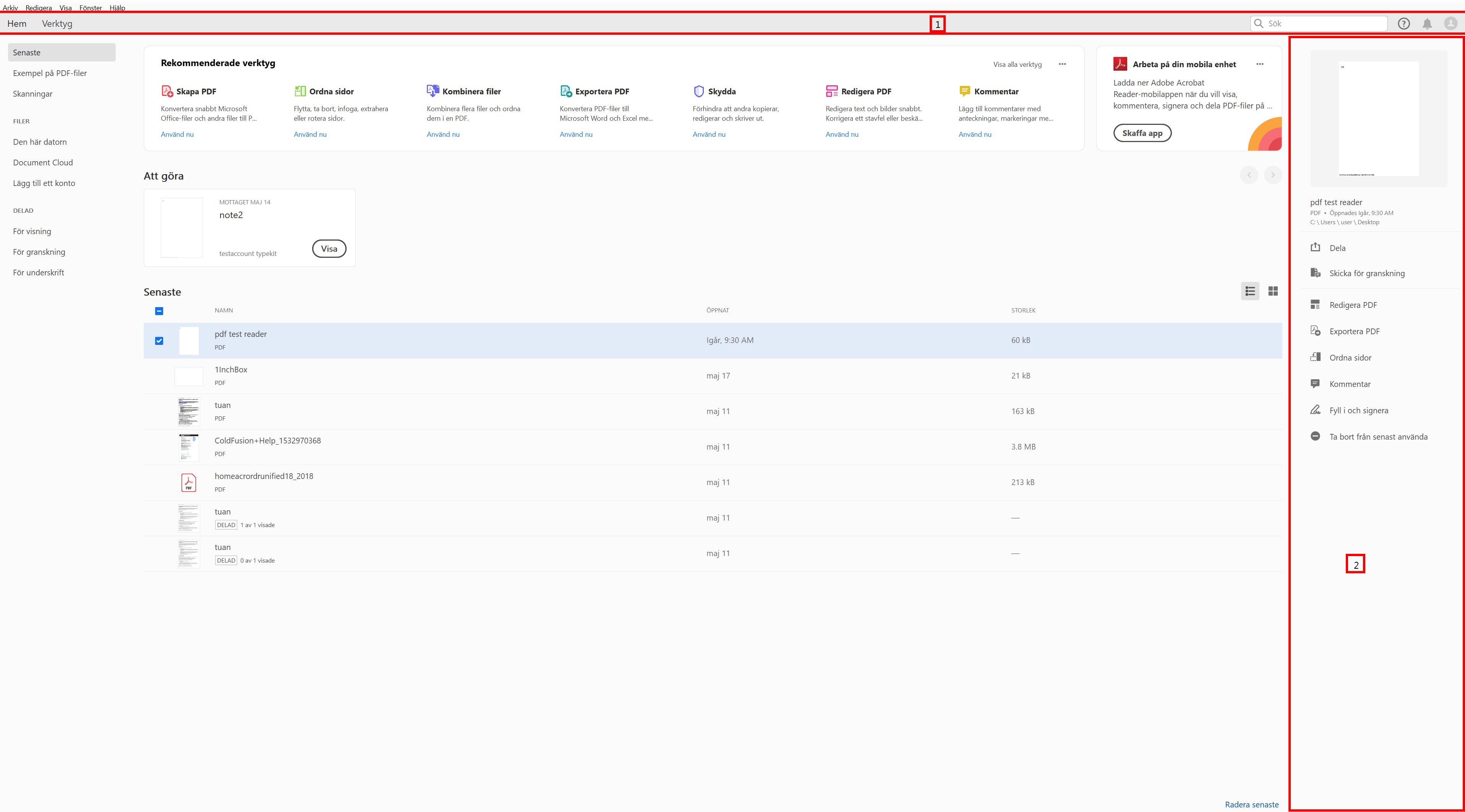 Nya VoiceOver-behållare på startvyn