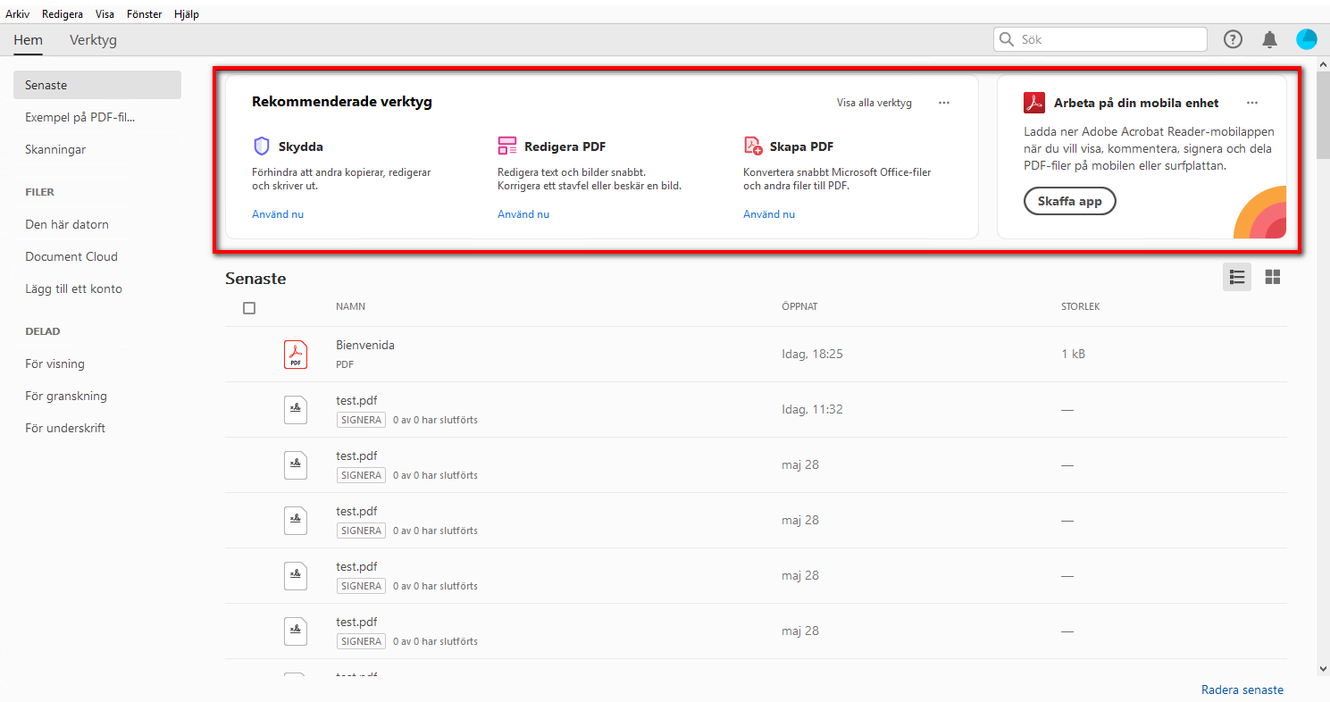Registrering i appen