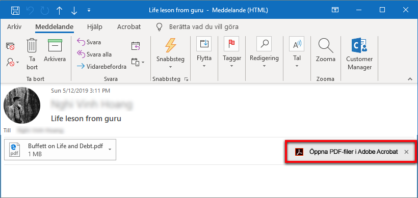 Öppna PDF i Acrobat från Outlook