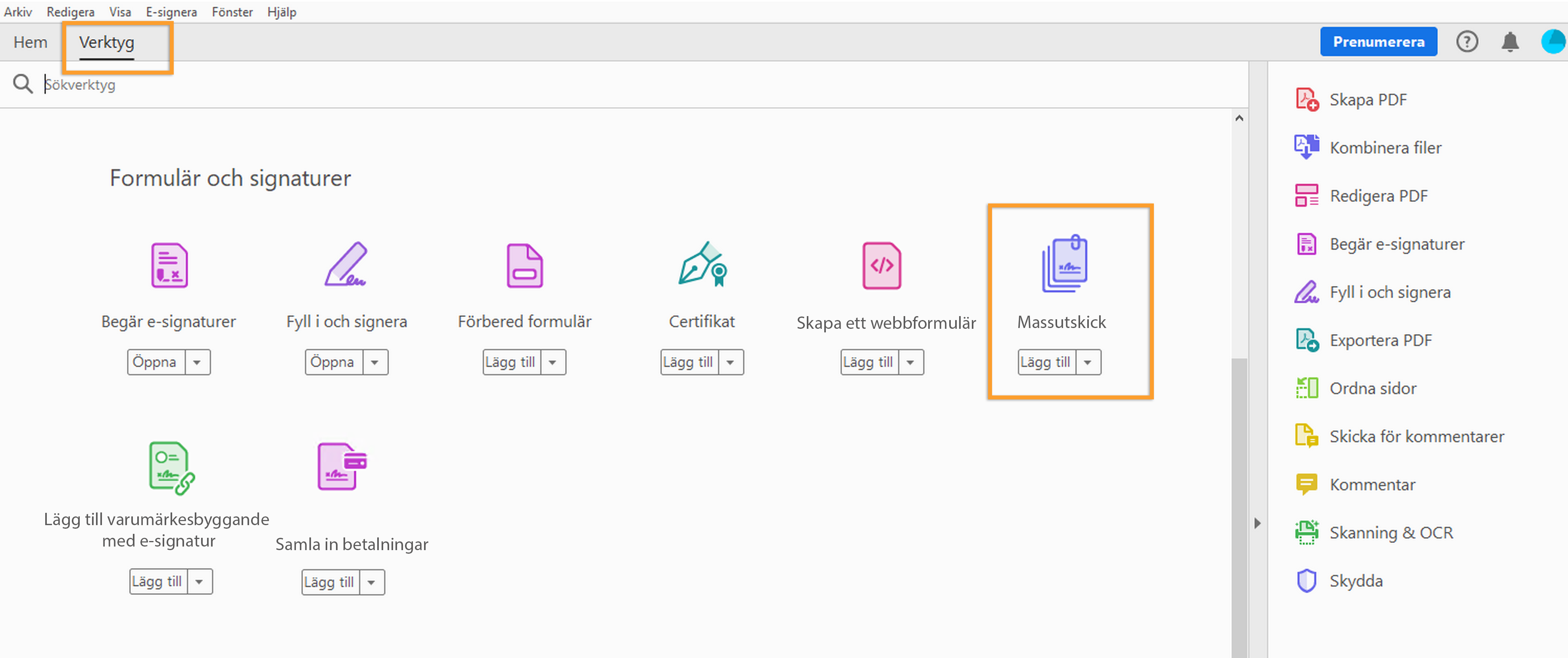 Begär signaturer i bulk