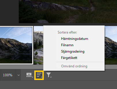 Sortera snabbt dina foton i Camera Raw-bildband