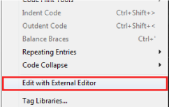 Alternativet Extern redigerare – versioner före Dreamweaver CC