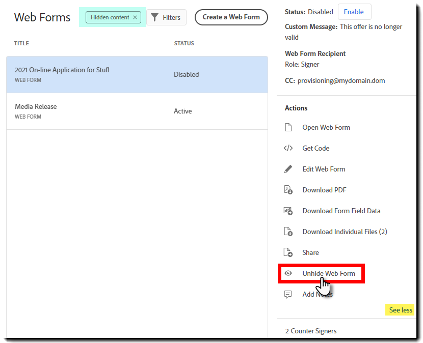 unhide_web_form_action Visa ett webbformulär