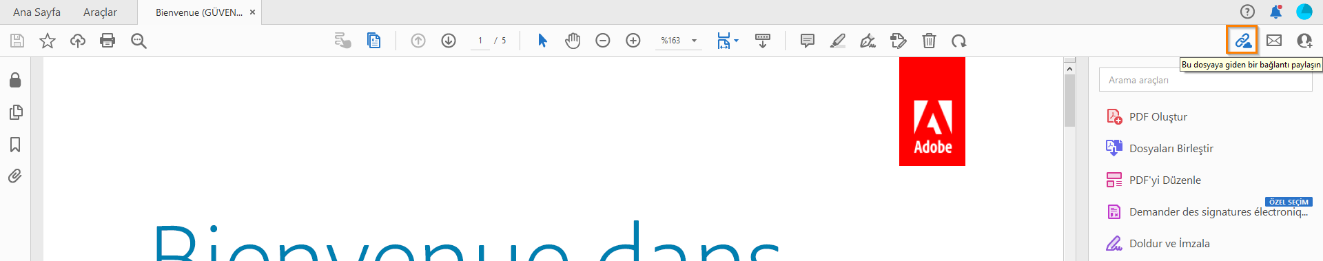 Dosyaya giden bir bağlantı paylaşma