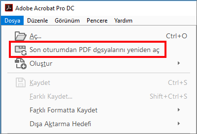 Son oturumdaki PDF'lerin yeniden açılması