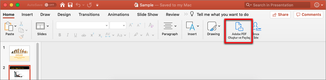 Mac'te Word veya PowerPoint'ten PDF oluşturma ve paylaşma