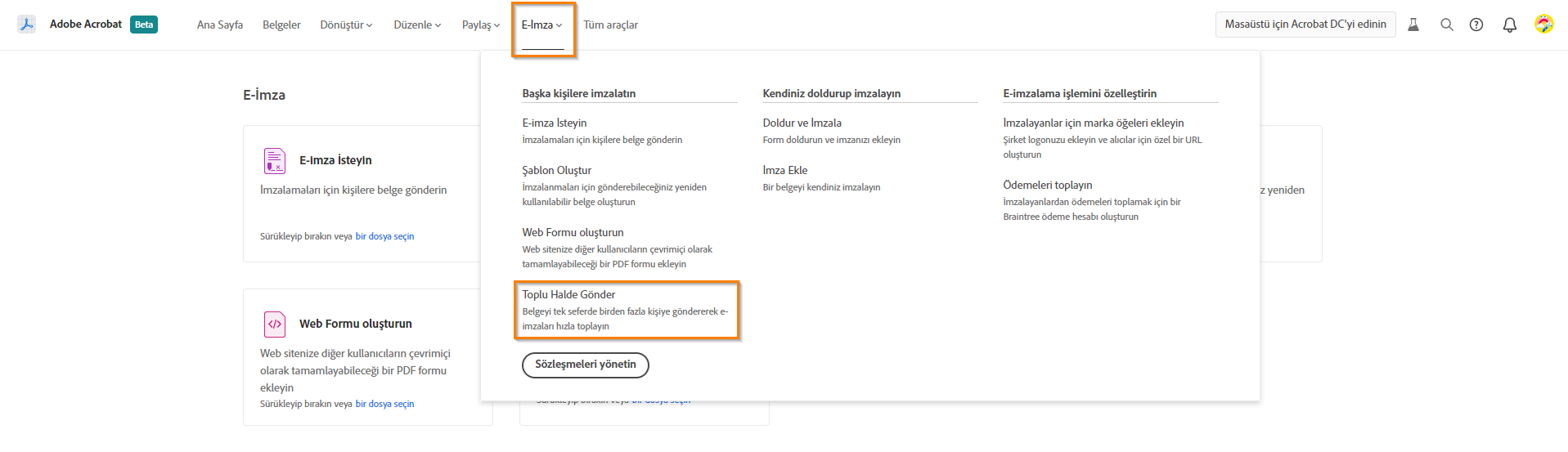 Toplu halde imza isteme