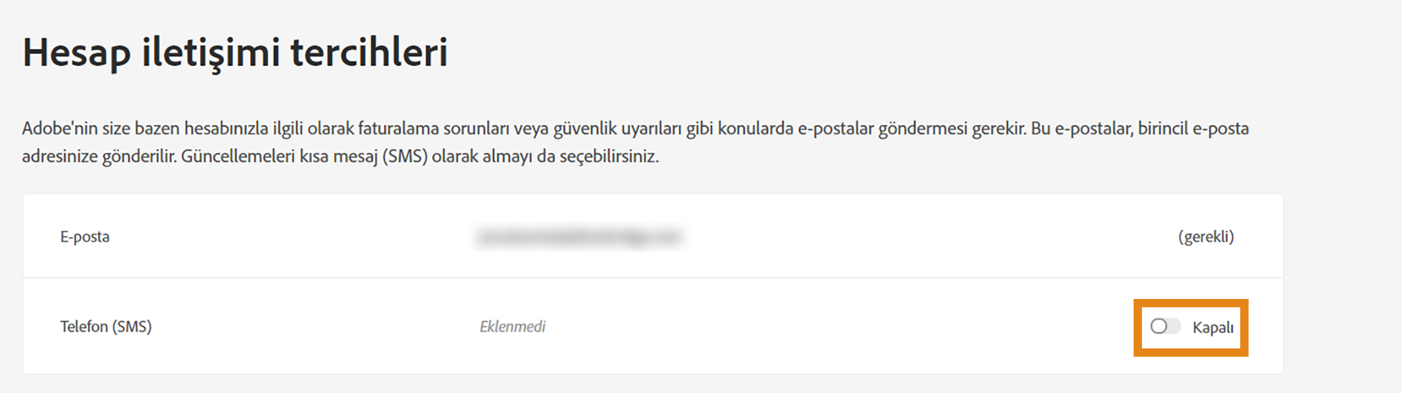 Mobil bildirimleri etkinleştir onay kutusu