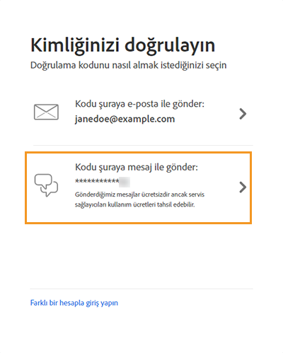 hesap kurtarma islemi icin telefon numaranizi kullanma