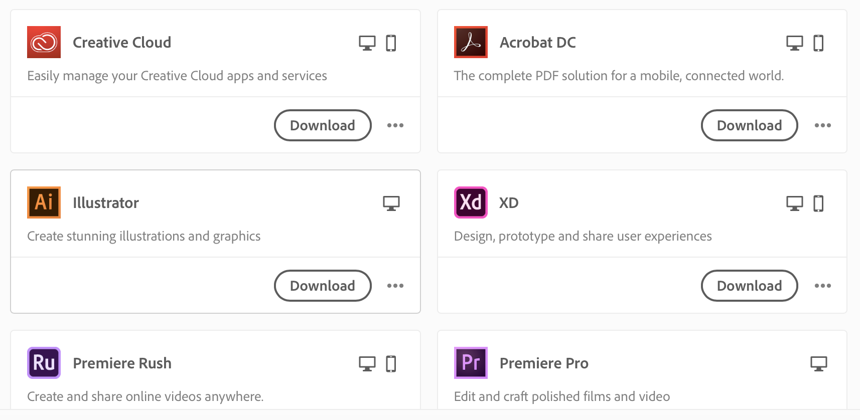 Дізнайтеся, як завантажувати програми Adobe Creative Cloud
