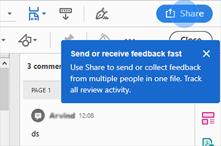 共享以供审阅的 Acrobat 提示